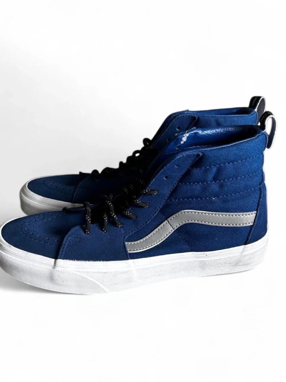 🦋VANS Size 8 Sk8-Hi OTW Webbing sneakers in blue with a reflective Sidestripe